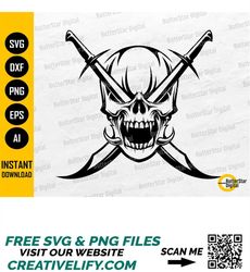 Skull Sword Crossbones SVG | Gothic Decal T-Shirt Tattoo Stencil Graphics | Cricut Cut File Printable Clip Art Vector Di