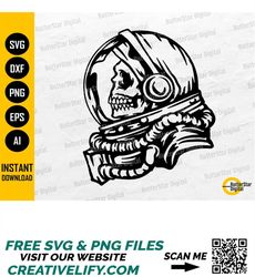 Astronaut Skull SVG | Cosmonaut SVG | Gothic T-Shirt Vinyl Stencil Graphic | Cricut Cut File Printable Clipart Vector Di