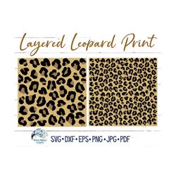Layered Leopard Print SVGs, Leopard SVG, Leopard Texture Svgs, Cheetah Print, Three Color Layered Leopard Pattern for Cr