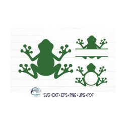 Frog SVG, Tree Frog Silhouette SVG for Cricut, Cute Frog Monogram for Boy, Simple Frog Clipart Png, Animal Vinyl Decal F