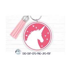 Unicorn SVG for Cricut, Round Unicorn Keychain Svg, Unicorn Shirt Design for Girls Png, Round Unicorn Head Decal, Vinyl