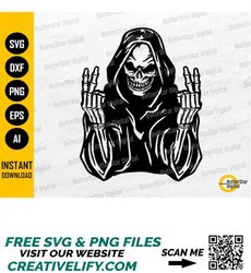 grim reaper peace sign svg | gothic tattoo decals t-shirt sticker art | cricut silhouette cutting file clipart vector di