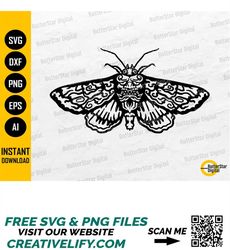 Hannya Moth SVG | Oni Mask SVG | Japanese T-Shirt Vinyl Decal Graphics | Cricut Cutting File Printable Clipart Vector Di