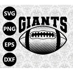 Giants Football Shading Silhouette Team Clipart vector svg file for cutting with Cricut, Sublimation Png and Svg for Shi