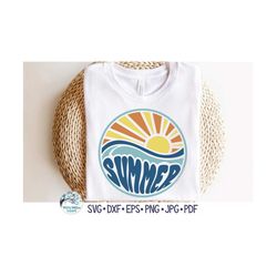 Summer SVG for Cricut, Beach Sunrise PNG, Summer Vacation Shirt, Beach Trip Tank, Ocean Sunrise Sublimation JPG, Vinyl D