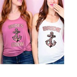 Nautical Bride Shirt,Bride & Bridesmaid Cruise Party Shirt,Navy Nautical Bachelorette Party Shirt,Bride's Crew Shirt,Bea