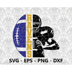 Ravens Distressed Half Hand svg, eps, png, dxf, pdf, layered file, Ready For Silhouette Cricut and Sublimation, Svg File