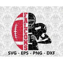 Falcons Distressed Half Hand svg, eps, png, dxf, pdf, layered file, Ready For Silhouette Cricut and Sublimation, Svg Fil