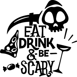 Eat drink & be scary Png, Halloween Png, Halloween silhouettes, Happy Halloween Png, Pumpkins Png, Ghost Png, Png file