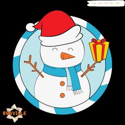 Christmas Snowman With Gift Svg, Christmas Svg, Snowman Svg