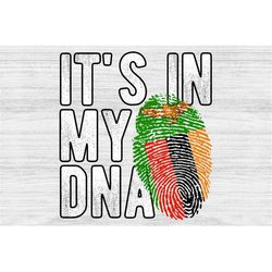It's in my DNA Zambia Flag Fingerprint PNG Sublimation design download for shirts, Mugs, Print-on-demand PNG, Digital do