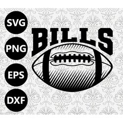 Bills Football Shading Silhouette Team Clipart vector svg file for cutting with Cricut, Sublimation Png and Svg for Shir