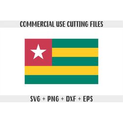 Togo flag SVG Original colors, Togo Flag Png, Commercial use for print on demand, Cut files for Cricut, Cut files for si
