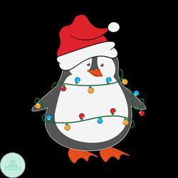 Cute Penguin Pajama Svg, Christmas Svg, Cute Penguin Svg, Christmas Lights Svg