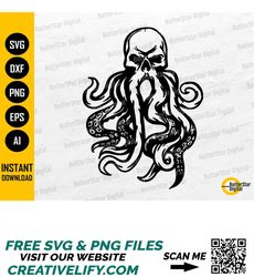 skull octopus svg | tentacles svg | ocean sea monster t-shirt tattoo decal graphics | cricut cut files clipart vector di