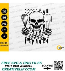 US Skull Baker SVG | USA Crossbones Svg | American Baking Shirt Decal Graphics | Cutting File Cuttable Clipart Vector Di