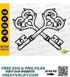 heart keys svg | vintage love gift shirt decal sticker decor decoration | cricut silhouette printable clipart vector dig