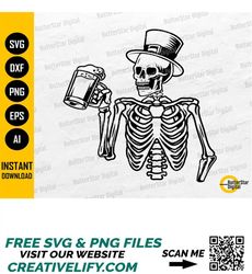Skeleton Drinking SVG | Lager SVG | Draft Beer SVG | Alcoholic Drink Bar Pub Drunk Alcohol | Cut File Clipart Vector Dig