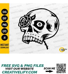 rose eye skull svg | funny flower tattoo decal t-shirt wall art graphics | cricut silhouette printable clipart vector di