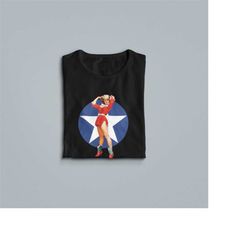 Pin Up Girl Shirt, Sexy Pinup Girl Tee, 4th of July Tshirt, Red White and Blue, Vintage Pin Up Tee, Patriotic Pin Up Gir