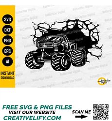 smashing monster truck svg | muscle car svg | car decals wall art sticker | cricut cut file silhouette clipart vector di