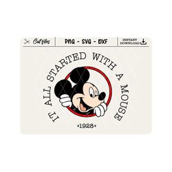 It All Started With A Mouse - Steamboat Willie Design Bundle - svg, png, jpeg - for Cricut/Cutting Machines DIGITAL DOWN