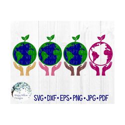 Earth Day SVG File for Cricut, Earth in Hands Clipart PNG JPG, Green Earth Conscious, Eco Friendly, Save The Planet, Vin