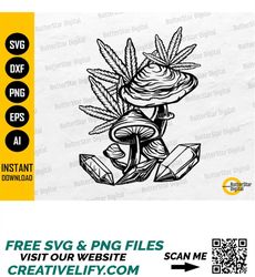 mushroom crystal weed svg | cannabis stoner t-shirt decals graphics | cricut cutting file silhouette cuttable clipart di