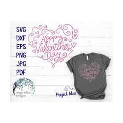 Happy Valentine's Day SVG, Valentine's Day, DXF, png, eps, jpg, Handlettered, Girl, Ladies, Valentine Shirt, Hearts, Val