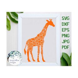 Giraffe Mandala SVG for Cricut and Silhouette, Animal Mandala Vinyl Decal File Download, PNG, JPG, Dxf, African Zoo Anim