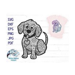 Dog Zentangle SVG, Mandala Dog Svg, Cute Puppy Svg, Dog Mandala, Floral Dog, Dog with Flowers, Zentangle Dog Svg, Animal
