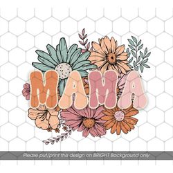 Mama Flowers Gift Png, Retro Flower Png, Vintage Flower For Mother's Day Png, Groovy Mom Love Flower Png, Png For Shirts