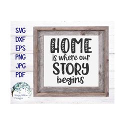 Home Is Where Our Story Begins, Svg, Dxf, Jpg, Png, Eps, Png, Home Svg, Decal File, Farmhouse, First Home, Gift, Stencil