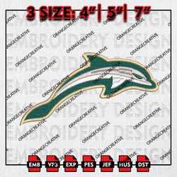Jacksonville Logo Embroidery files, NCAA Embroidery Designs, Jacksonville Dolphins Machine Embroidery, NCAA
