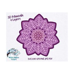 3D Flower Mandala SVG, Flower Mandala Svg, Cardstock Mandala Svg, 3D Mandala, Layered Mandala Svg, 3D Flowers, Papercut