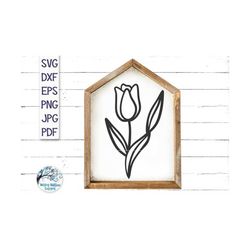 Tulip Svg, Tulips Svg, Spring Flowers, Easter, Tulip Flower Arrangement, Flower Outline, Tulip with Leaves, Flower Vinyl