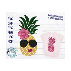Pineapple with Sunglasses SVG, DXF, Pineapple with Flower Svg, Digital Download, Fruit, Summer Pineapple Svg, Cricut, Vi