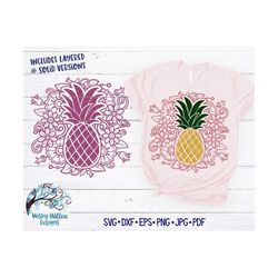 Pineapple Mandala SVG, DXF, Pineapple and Flowers Svg, Digital Download, Fruit, Summer Mandala Svg, Cricut, Vinyl Decal,