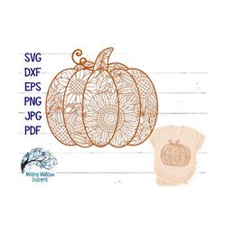 Pumpkin Zentangle SVG, Fall Svg, Pumpkin Mandala Svg, Pumpkin with Flowers, October, Halloween Svg, Thanksgiving, Mandal