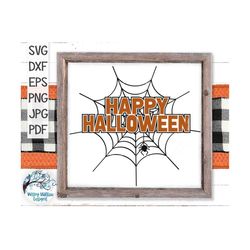 Happy Halloween Spider Web SVG, Halloween Svg, Spider Web Halloween Svg, Spooky Halloween Shirt Design, Halloween Spider