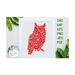 Owl Mandala SVG for Cricut, Animal Zentangle Vinyl Decal File, Bird Mandala SVG File, Intricate Animal Clip Art File, Di