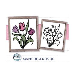 Tulip SVG, Tulip Flowers Svg, Layered Tulips, Tulip Outline, Flowers Svg, Spring Flowers, Easter Flowers, Tulips, Spring