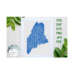 Maine State Mandala SVG for Cricut, Me State Vinyl Decal Cut File, Intricate Maine Silhouette Clip Art, USA State Mandal