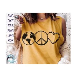 Earth Peace and Love SVG, Earth Day Svg, Hippie SVG, Nature, Earth, Peace, World, Peace Sign, Earth SVG, Peace and Love