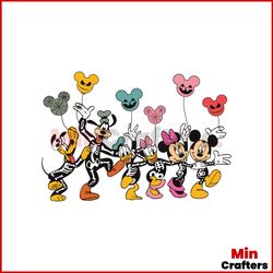 Funny Disney Halloween Mickey And Friend Skeleton Balloon SVG