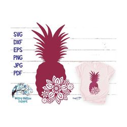 Floral Pineapple SVG, DXF, png, jpeg, Pineapple with Flowers SVG, Floral, Fruit, Summer, Cricut, Cut File, Vinyl Decal,