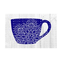 Coffee Cup Mandala SVG, Tea, Mug, Coffee, Latte, DXF, Mandala Coffee Mug Svg, Vinyl Decal File for Cricut, Silhouette, C