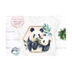 Panda Mom and Baby Png, Cute Watercolor Animal Jpg, Pretty Panda Bear File, Watercolor Panda Shirt Design, Printable for