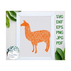 Llama Mandala SVG for Cricut, Animal Mandala, Animal Zentangle, Llama Clipart PNG Jpg, Floral Llama, Vinyl Decal Cut Fil