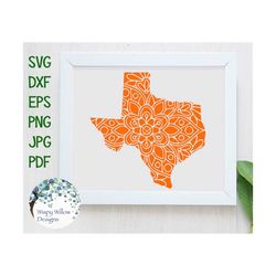 Texas Floral Mandala SVG DXF pdf png Digital Download File, Flower, Boho, Cricut, Silhouette, Cut File, Decal, Texas Sta